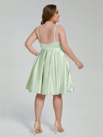 Josie Simple Plus Size Soft Satin Short Bridesmaid Dresses