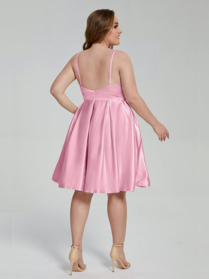 Josie Simple Plus Size Soft Satin Short Bridesmaid Dresses