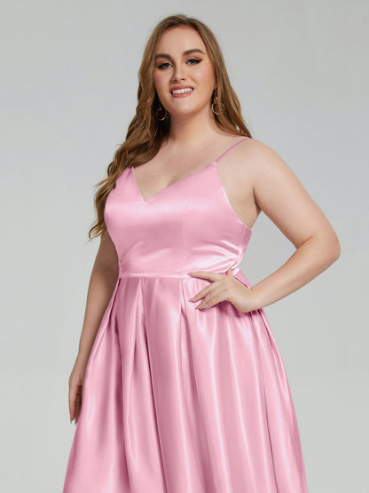Josie Simple Plus Size Soft Satin Short Bridesmaid Dresses