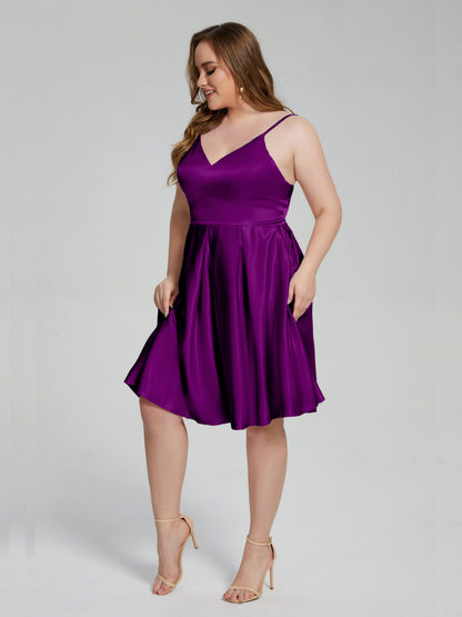 Josie Simple Plus Size Soft Satin Short Bridesmaid Dresses