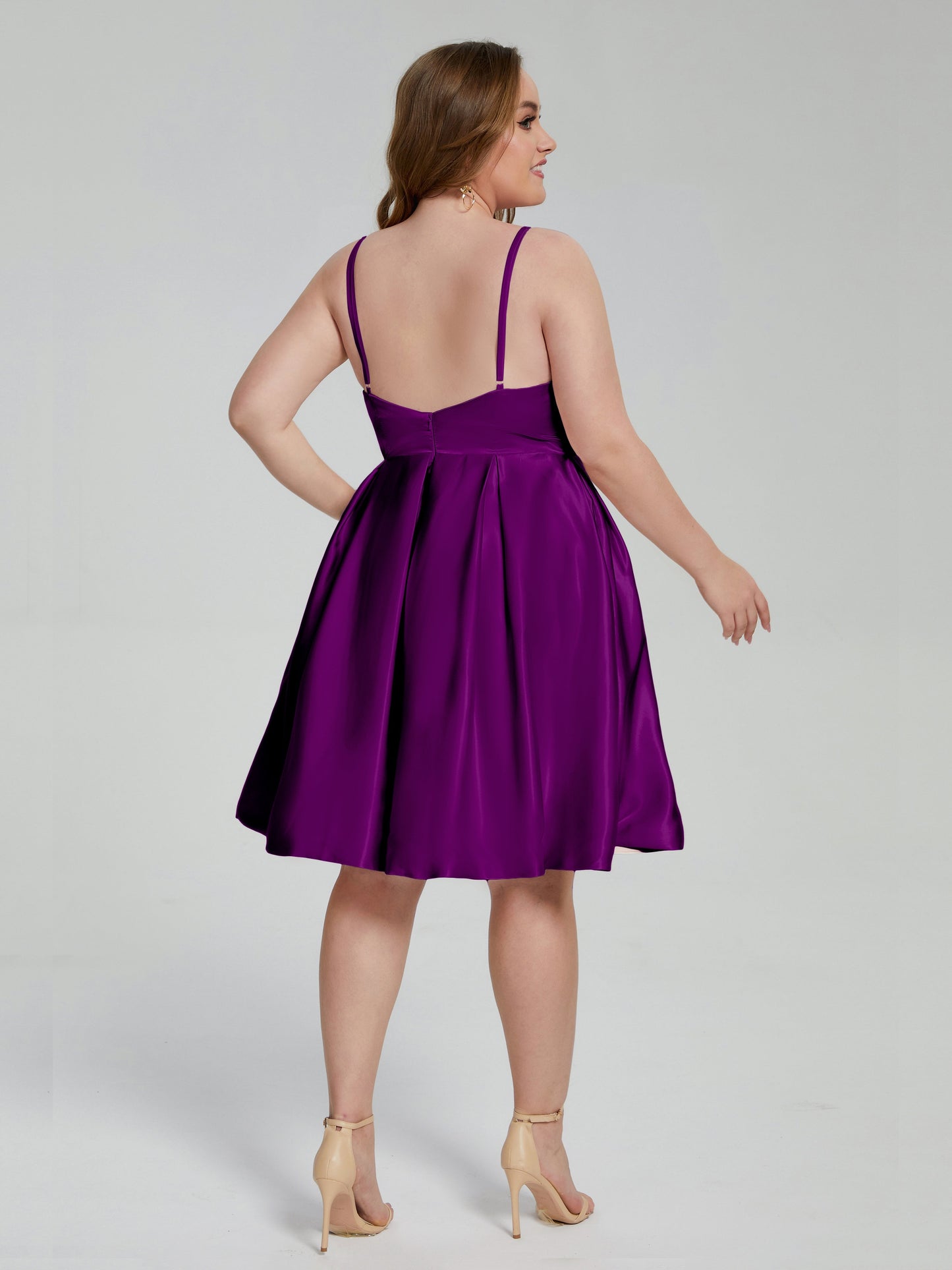 Josie Simple Plus Size Soft Satin Short Bridesmaid Dresses