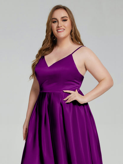 Josie Simple Plus Size Soft Satin Short Bridesmaid Dresses