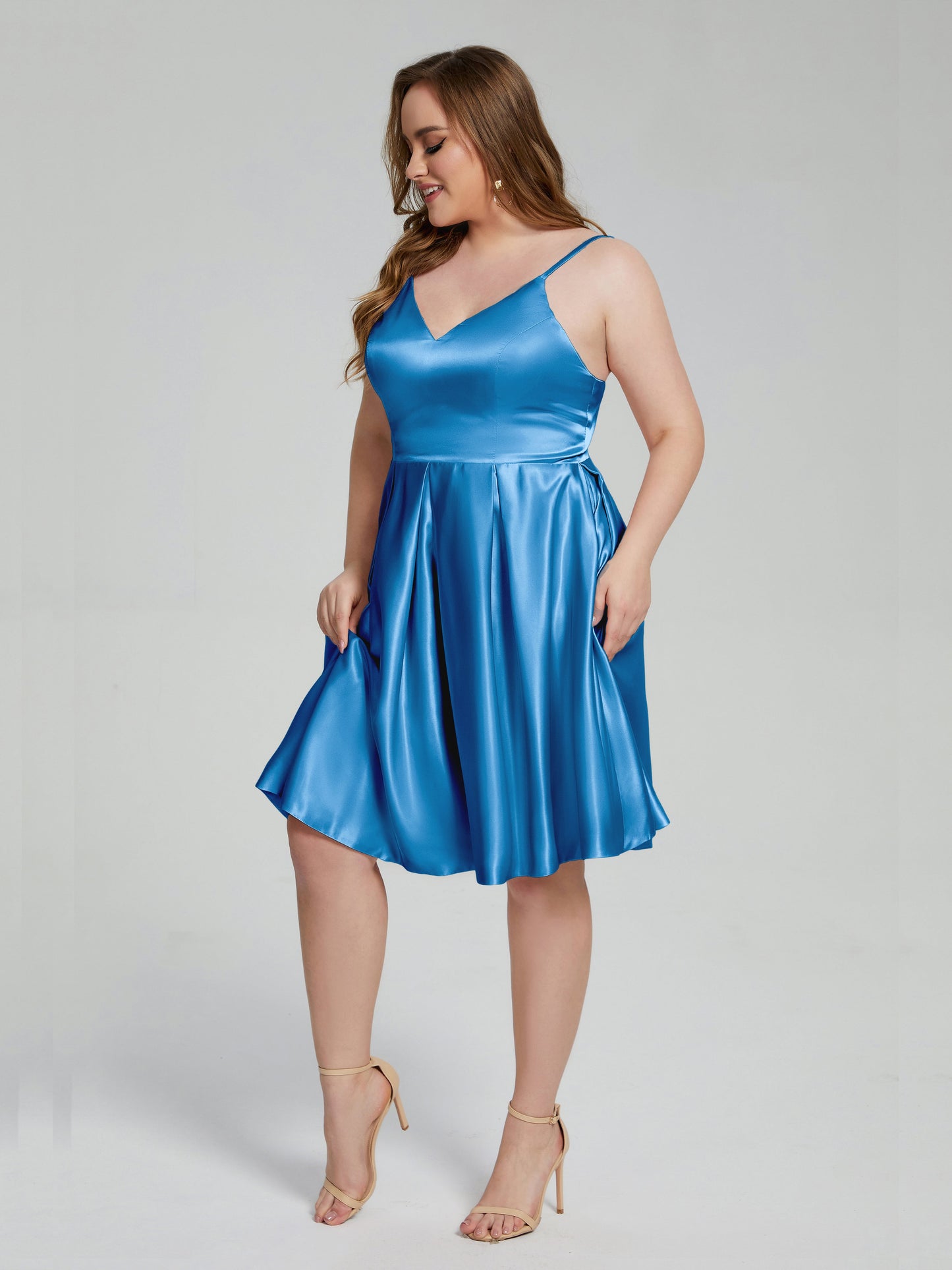 Josie Simple Plus Size Soft Satin Short Bridesmaid Dresses