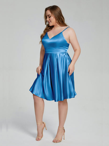 Josie Simple Plus Size Soft Satin Short Bridesmaid Dresses