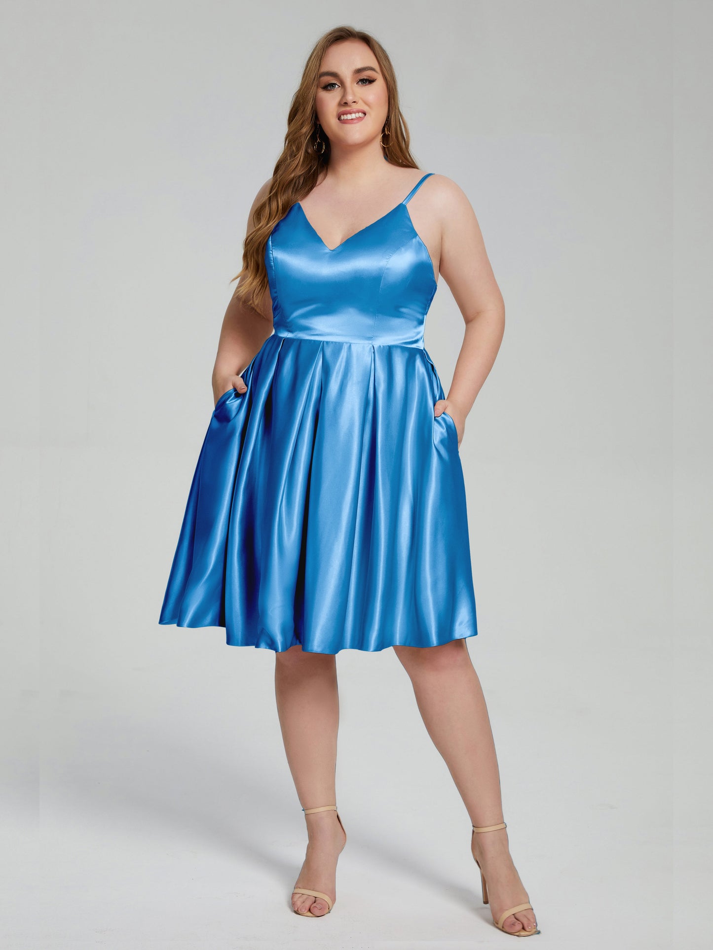 Josie Simple Plus Size Soft Satin Short Bridesmaid Dresses