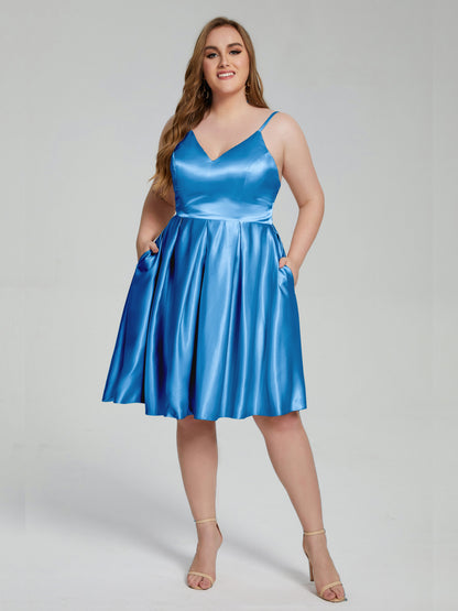 Josie Simple Plus Size Soft Satin Short Bridesmaid Dresses