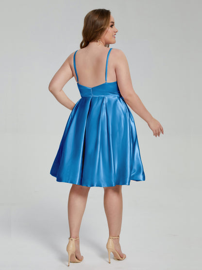 Josie Simple Plus Size Soft Satin Short Bridesmaid Dresses