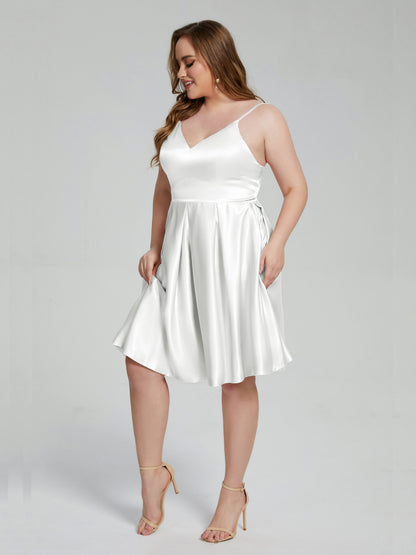 Josie Simple Plus Size Soft Satin Short Bridesmaid Dresses
