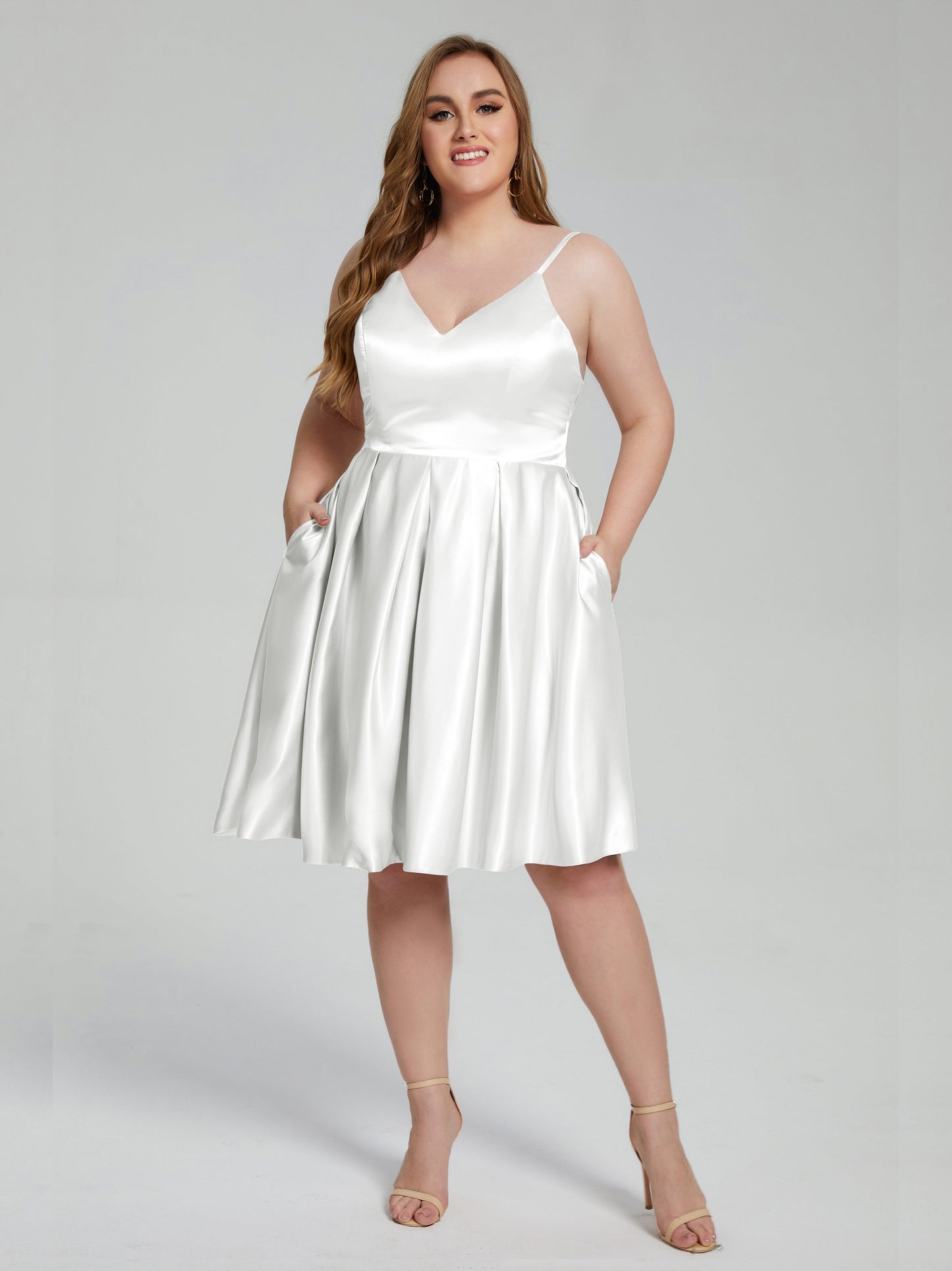 Josie Simple Plus Size Soft Satin Short Bridesmaid Dresses