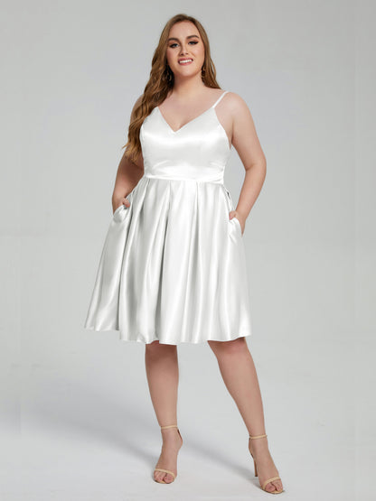 Josie Simple Plus Size Soft Satin Short Bridesmaid Dresses