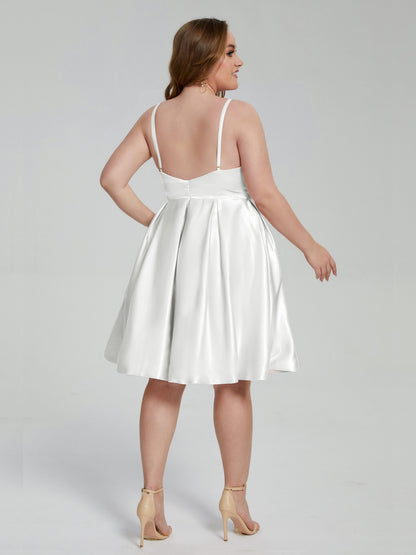 Josie Simple Plus Size Soft Satin Short Bridesmaid Dresses