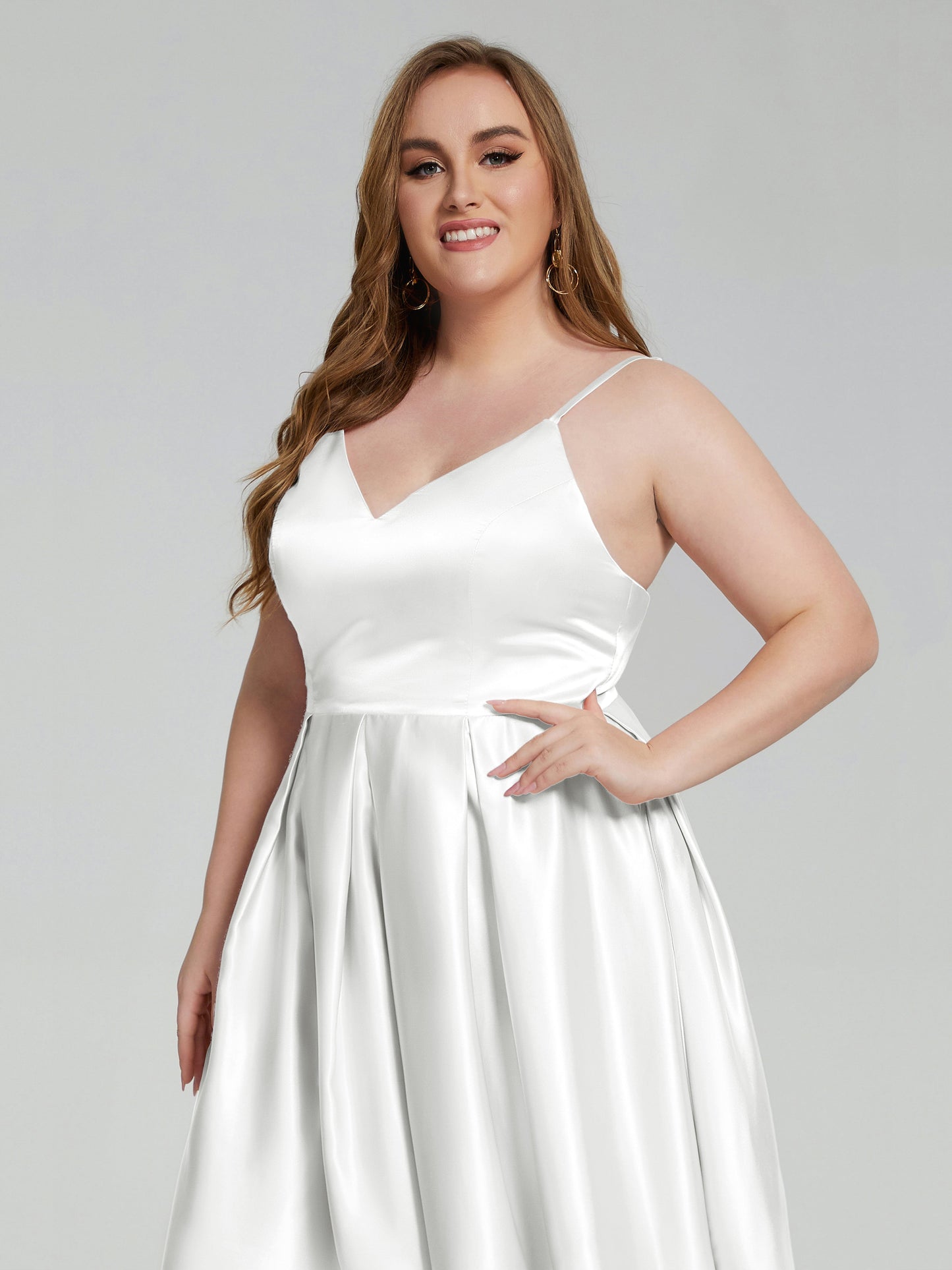 Josie Simple Plus Size Soft Satin Short Bridesmaid Dresses