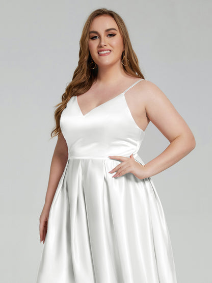 Josie Simple Plus Size Soft Satin Short Bridesmaid Dresses