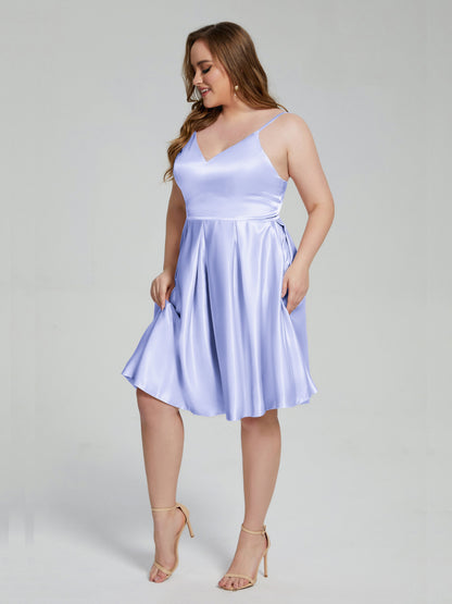Josie Simple Plus Size Soft Satin Short Bridesmaid Dresses