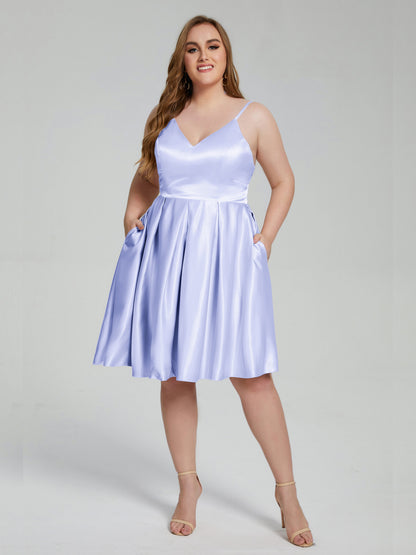 Josie Simple Plus Size Soft Satin Short Bridesmaid Dresses