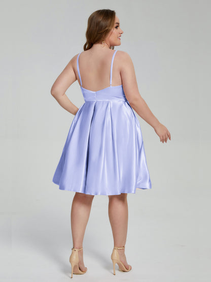Josie Simple Plus Size Soft Satin Short Bridesmaid Dresses