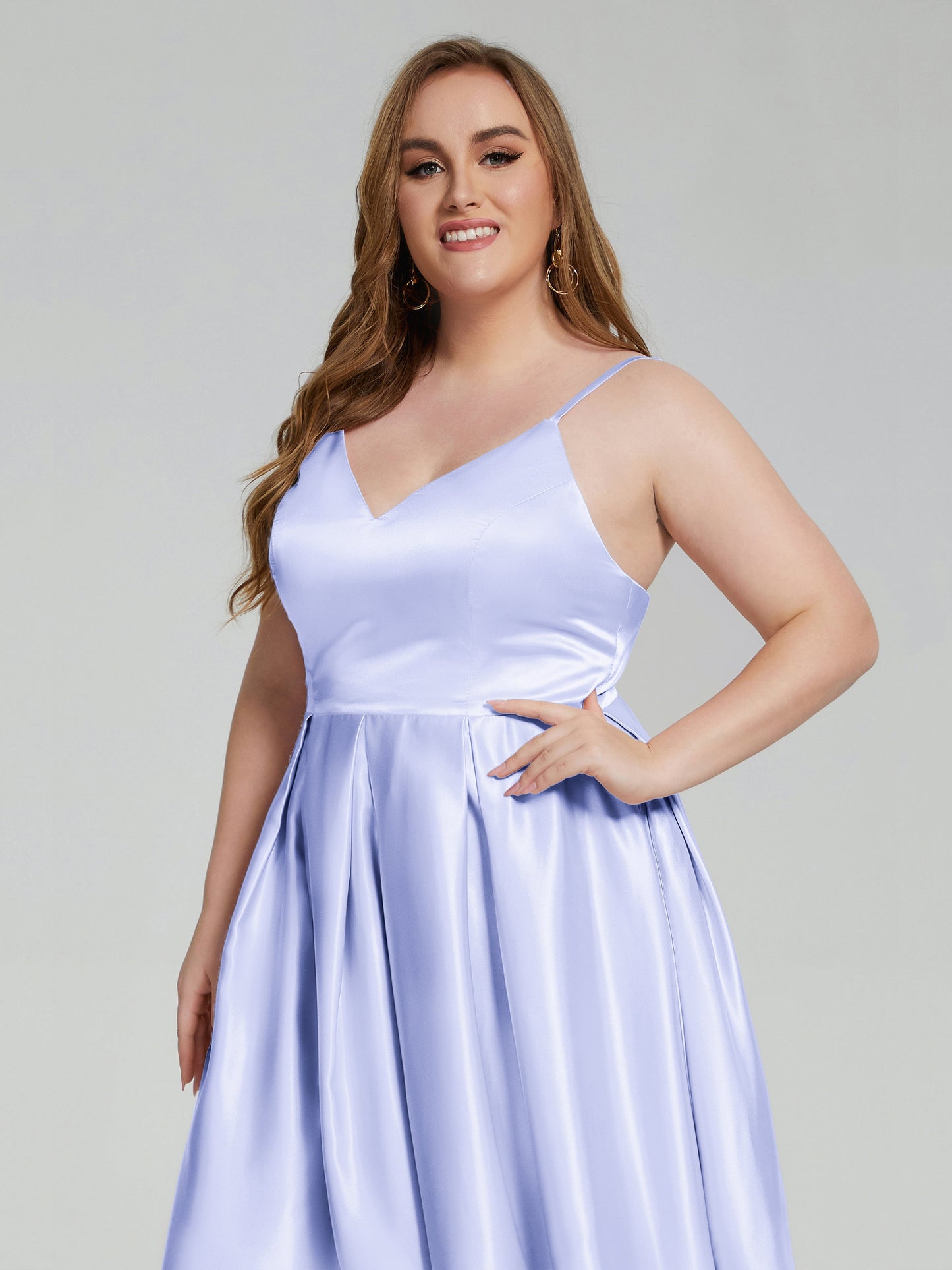 Josie Simple Plus Size Soft Satin Short Bridesmaid Dresses