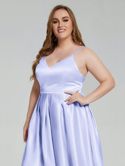 Josie Simple Plus Size Soft Satin Short Bridesmaid Dresses