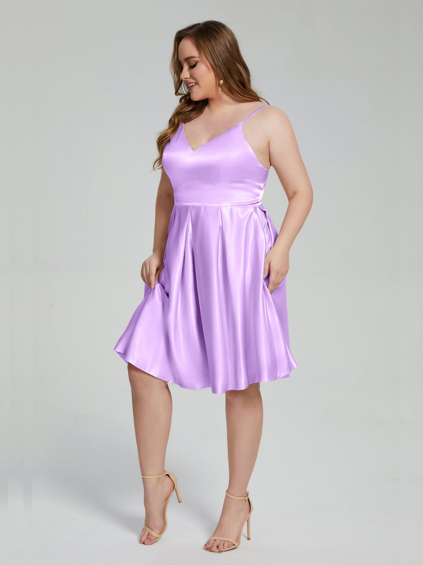Josie Simple Plus Size Soft Satin Short Bridesmaid Dresses