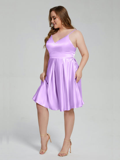 Josie Simple Plus Size Soft Satin Short Bridesmaid Dresses