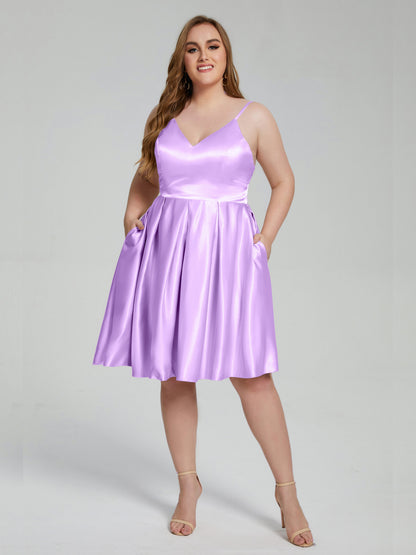 Josie Simple Plus Size Soft Satin Short Bridesmaid Dresses
