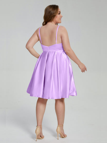 Josie Simple Plus Size Soft Satin Short Bridesmaid Dresses