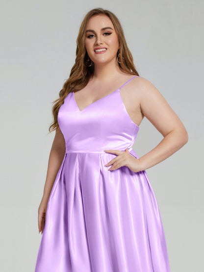 Josie Simple Plus Size Soft Satin Short Bridesmaid Dresses