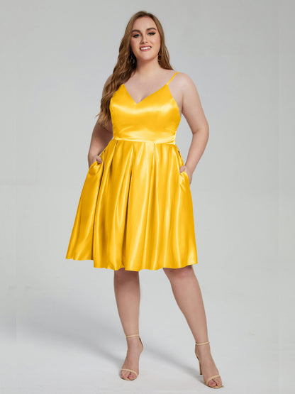 Josie Simple Plus Size Soft Satin Short Bridesmaid Dresses
