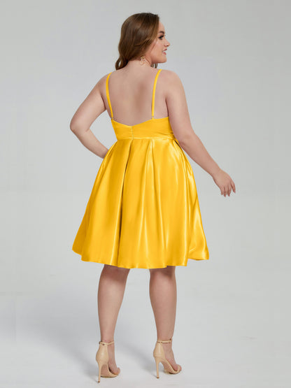 Josie Simple Plus Size Soft Satin Short Bridesmaid Dresses