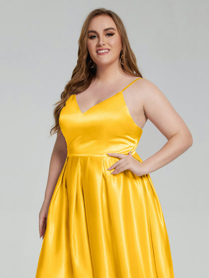 Josie Simple Plus Size Soft Satin Short Bridesmaid Dresses