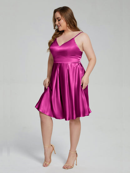 Josie Simple Plus Size Soft Satin Short Bridesmaid Dresses