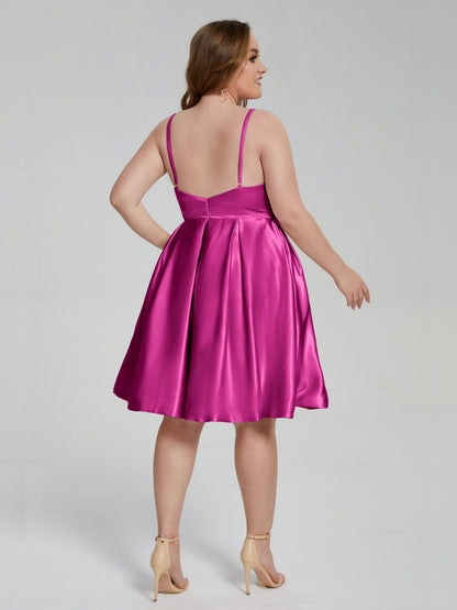 Josie Simple Plus Size Soft Satin Short Bridesmaid Dresses
