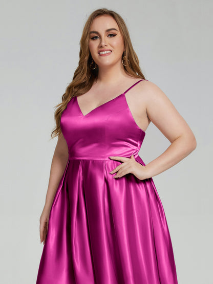 Josie Simple Plus Size Soft Satin Short Bridesmaid Dresses