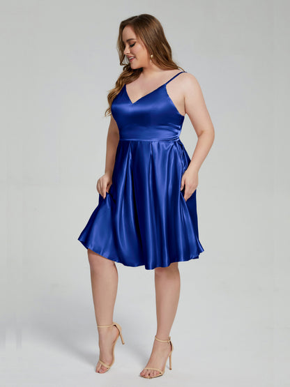 Josie Simple Plus Size Soft Satin Short Bridesmaid Dresses