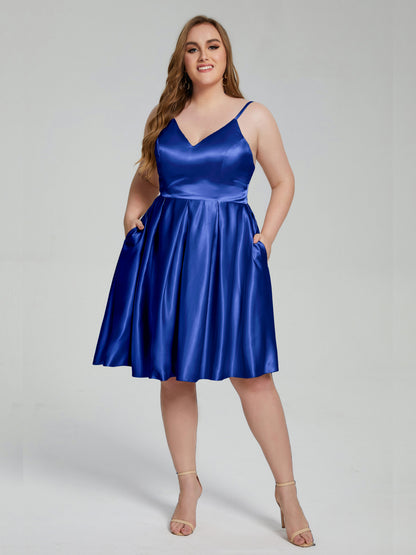 Josie Simple Plus Size Soft Satin Short Bridesmaid Dresses