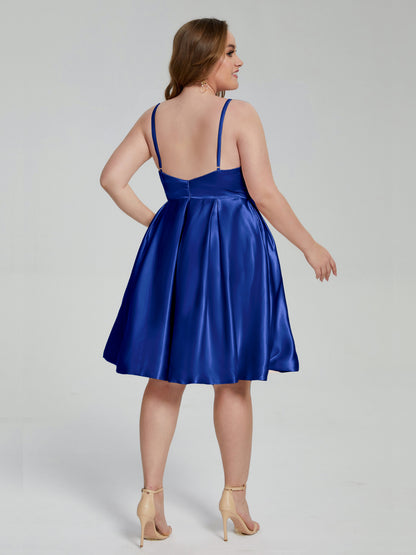 Josie Simple Plus Size Soft Satin Short Bridesmaid Dresses