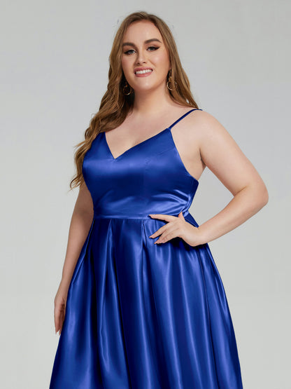Josie Simple Plus Size Soft Satin Short Bridesmaid Dresses