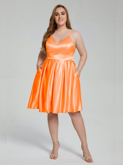 Josie Simple Plus Size Soft Satin Short Bridesmaid Dresses