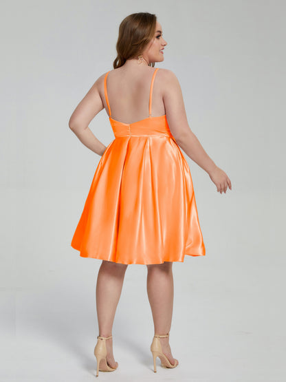 Josie Simple Plus Size Soft Satin Short Bridesmaid Dresses