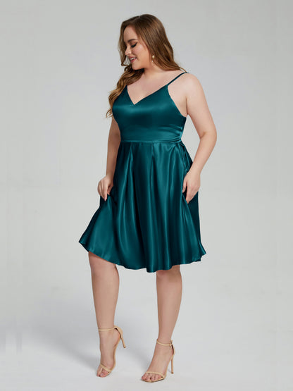 Josie Simple Plus Size Soft Satin Short Bridesmaid Dresses