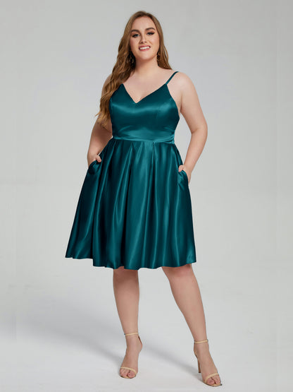 Josie Simple Plus Size Soft Satin Short Bridesmaid Dresses