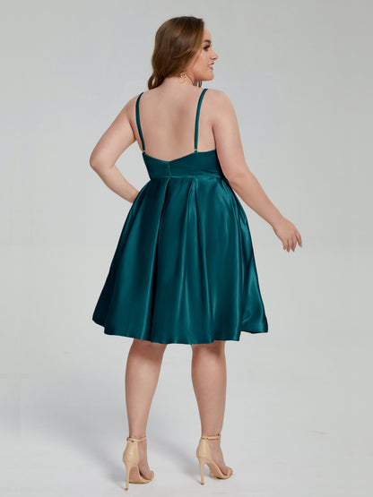 Josie Simple Plus Size Soft Satin Short Bridesmaid Dresses