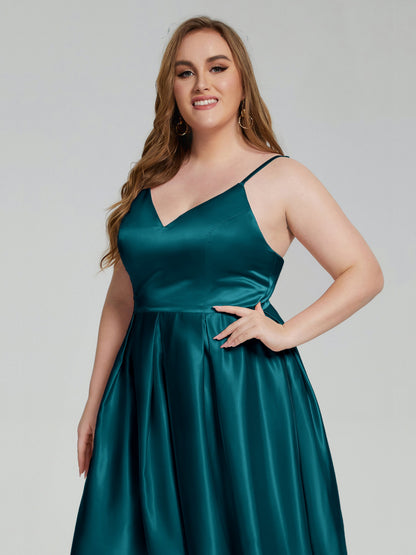 Josie Simple Plus Size Soft Satin Short Bridesmaid Dresses