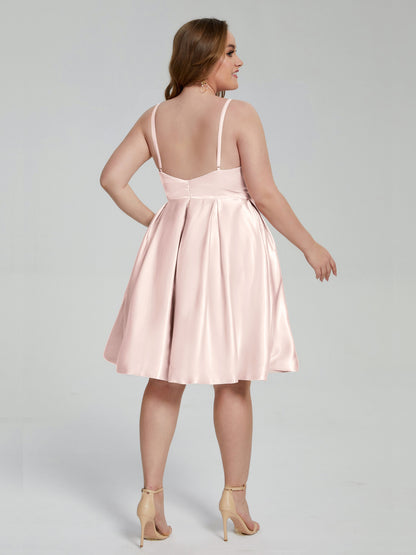 Josie Simple Plus Size Soft Satin Short Bridesmaid Dresses