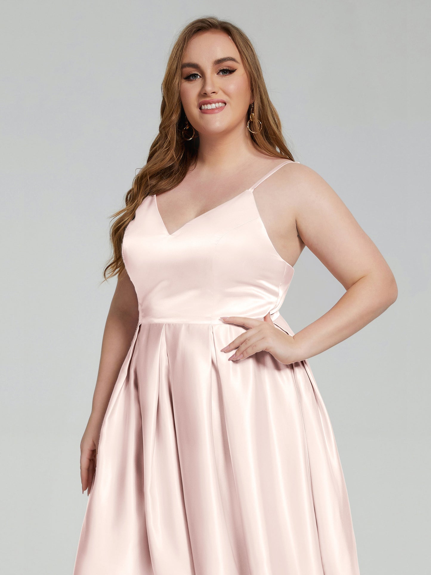 Josie Simple Plus Size Soft Satin Short Bridesmaid Dresses