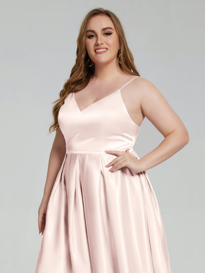Josie Simple Plus Size Soft Satin Short Bridesmaid Dresses