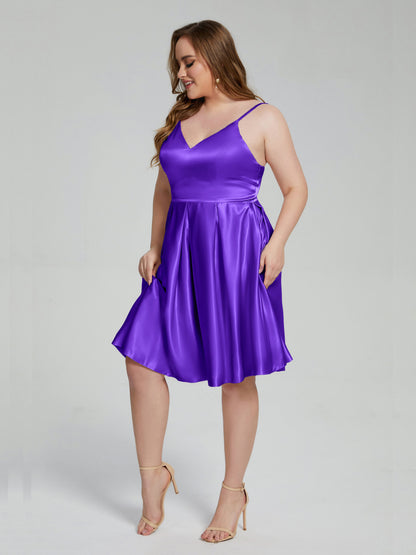 Josie Simple Plus Size Soft Satin Short Bridesmaid Dresses