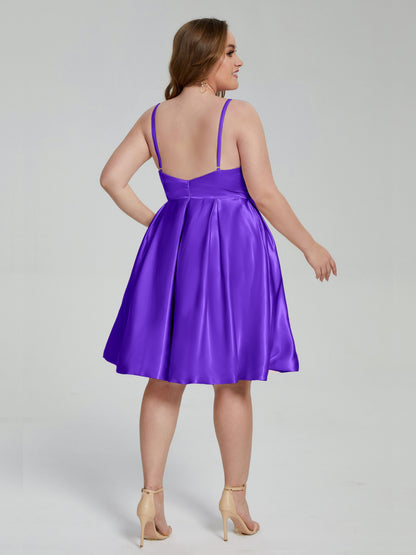Josie Simple Plus Size Soft Satin Short Bridesmaid Dresses