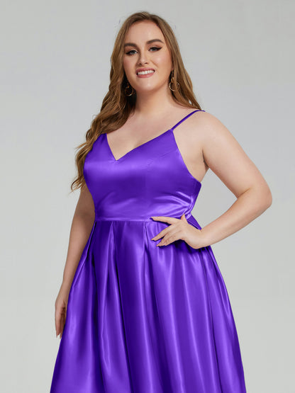 Josie Simple Plus Size Soft Satin Short Bridesmaid Dresses