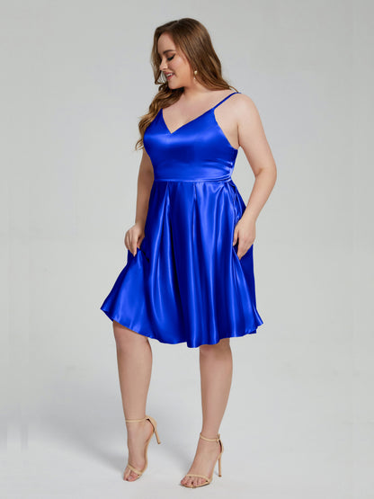 Josie Simple Plus Size Soft Satin Short Bridesmaid Dresses